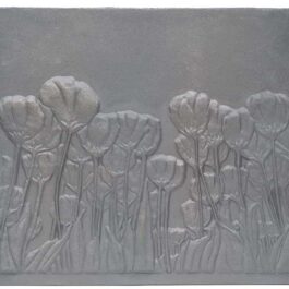 Placa de chimenea de hierro fundido decorada TULIPANES – Dimensiones cm 80 x 60 h x 1,2 (espesor)