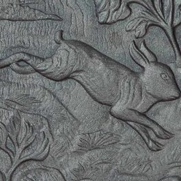 Placa decorada de hierro fundido Conejo para chimenea – Dimensiones cm 50 x 50 h x 1 (espesor)