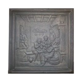 Placa de chimenea de hierro fundido decorada CAZA – Dimensiones cm 38 x 38 h x 1 (espesor)