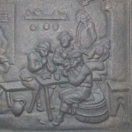 Placa de chimenea de hierro fundido decorada CAZA – Dimensiones cm 38 x 38 h x 1 (espesor)