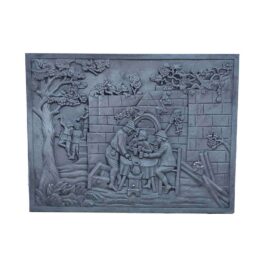Placa de chimenea de hierro fundido decorada CAZA CM. 80×60 H. SP. 1,2