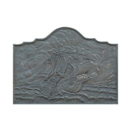 Placa de chimenea de hierro fundido decorada VELERO – Dimensiones cm 100 x 74 h x 2 (espesor)