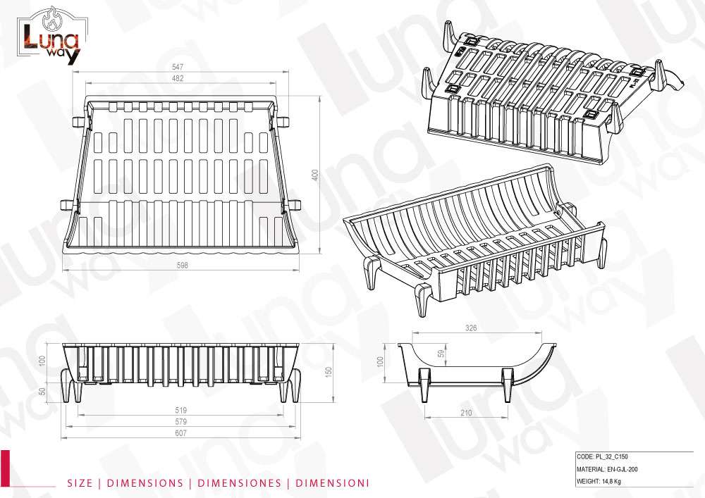 CESTA PARA LEÑA DE HIERRO FUNDIDO CM. A60-P48x40x15 H. - Imagen 11