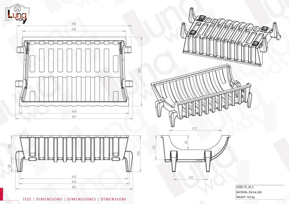 CESTA PARA LEÑA DE HIERRO FUNDIDO CM. A45-P42,5x28,5x15 H. - Imagen 12