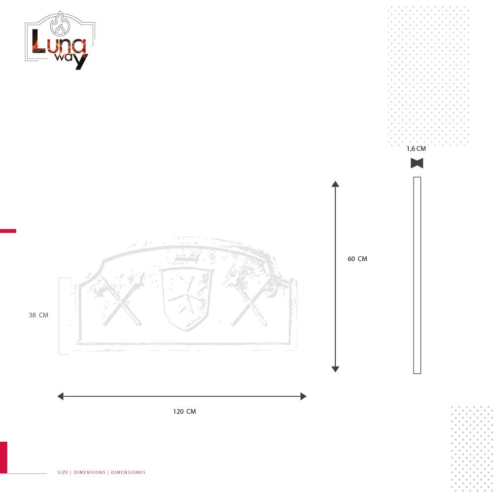 Placa decorada de hierro fundido Espadas para chimenea - Dimensiones cm 120 x 60 h x 1,6 (espesor) - Imagen 5