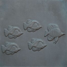 Placa de chimenea de hierro fundido decorada PECES – Dimensiones cm 80 x 60 h x 1,2 (espesor)