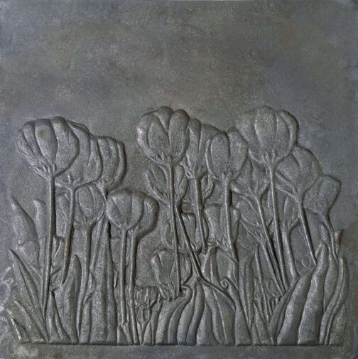Placa decorada de hierro fundido Tulipanes