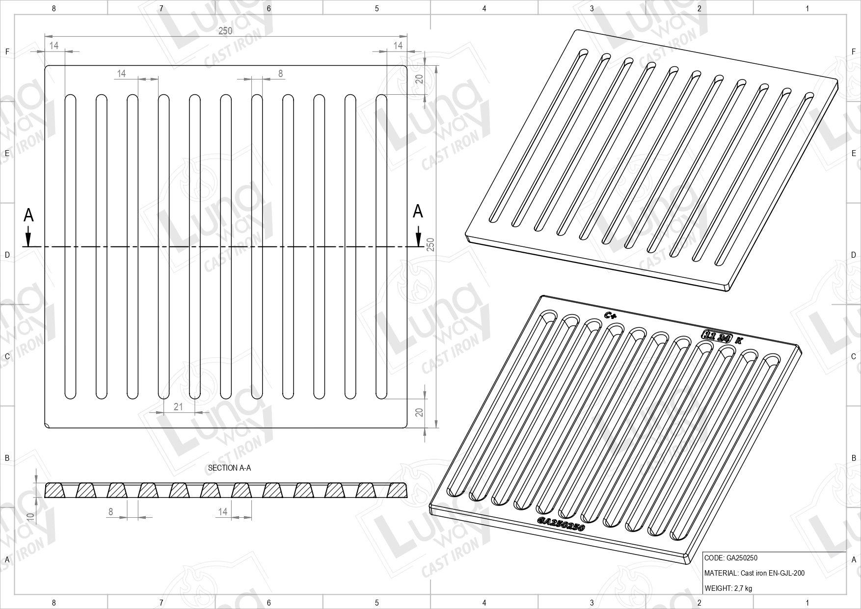 PARILLA DE HIERRO FUNDIDO CM. 25x25 - Imagen 4